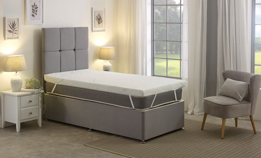 Memory Foam Mattress Topper with Cooling Removable Cover - Various Depths